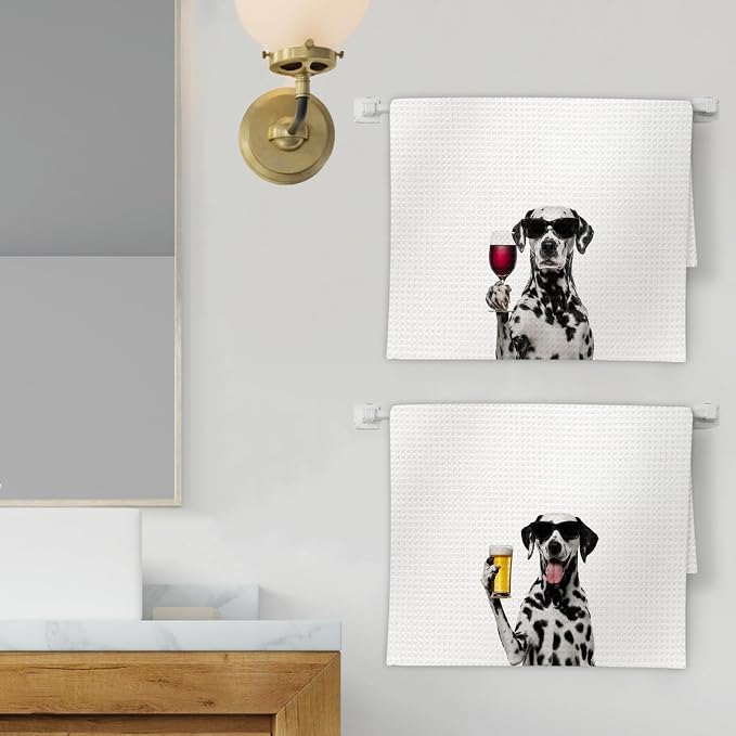 Dalmatian Gifts Wine Kitchen Towels Set of 2, Gifts - Image 2