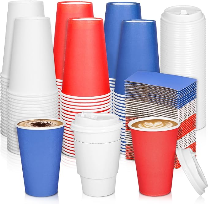 Whaline 60 Pcs Patriotic Disposable Coffee Cups by Whaline