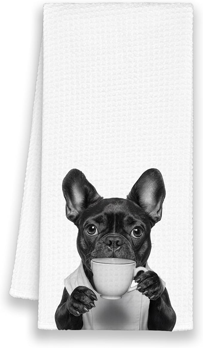 Dog French Bulldog Kitchen Towels, Funny Cute Hand Bathroom Towels Gifts by Xmsaitar
