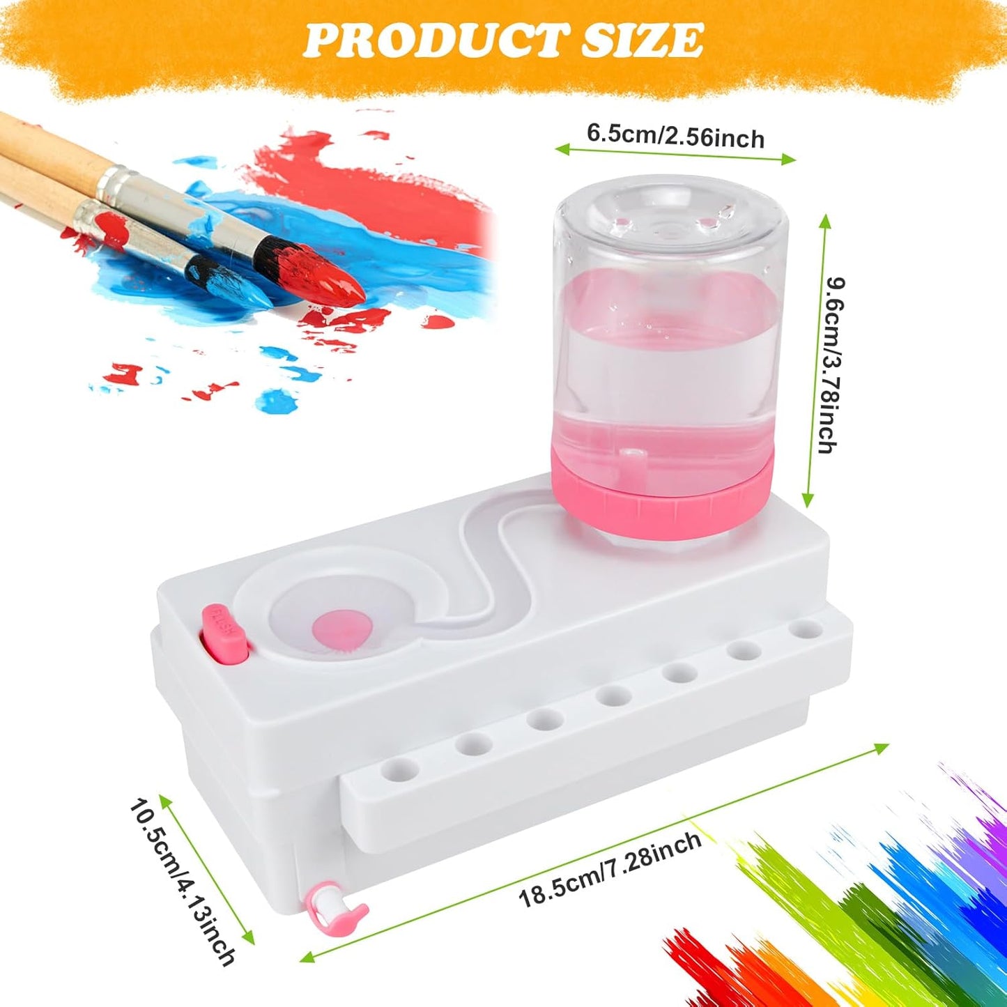 Brush Rinser Set Paint Cleaning Tools Makeup Brush Cleaner Machine, Paint Brush Cleaner Brush Rinser Running Water Circulation Paint Brush Cleaner (White Pink)