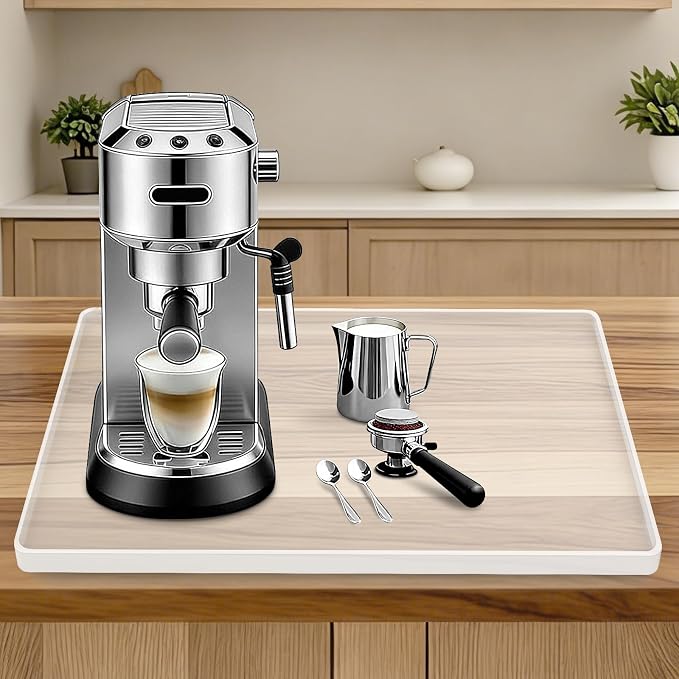 Silicone Coffee Maker Mat with Lip, 15.7'' x 11.8'' Heavy Duty Coffee Maker Mat by TOHONFOO
