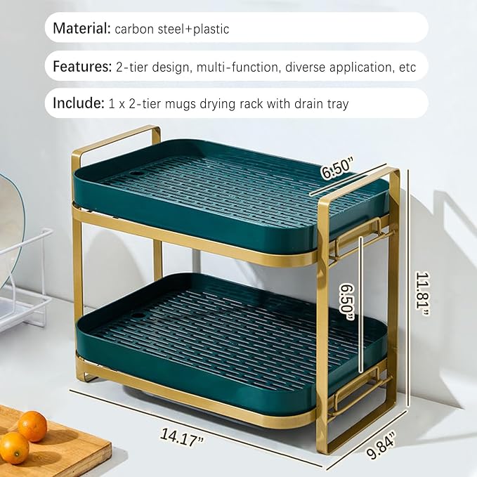 WAYUTO 2-Tier Mugs Drying Rack - Image 6