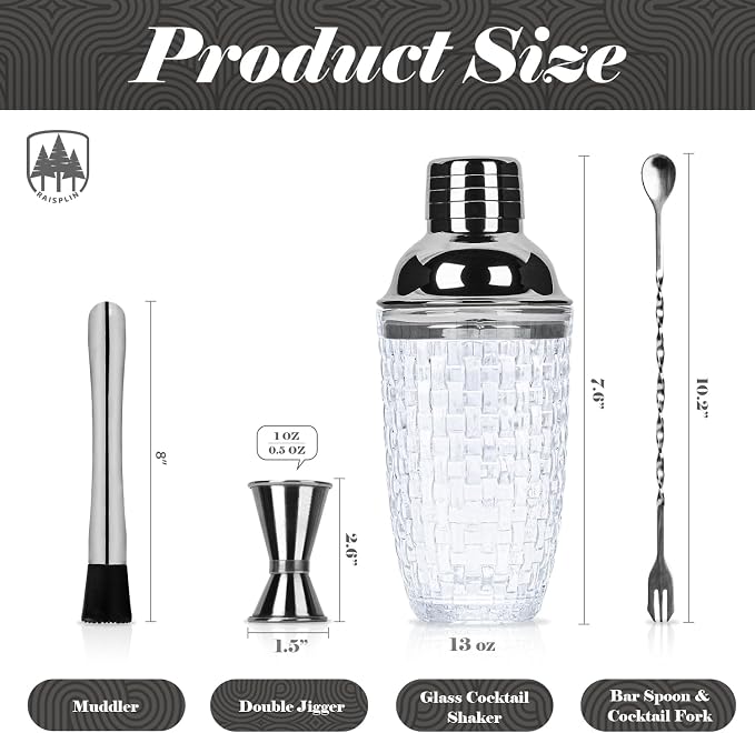4 Pcs Glass Cocktail Shaker Set - Image 2