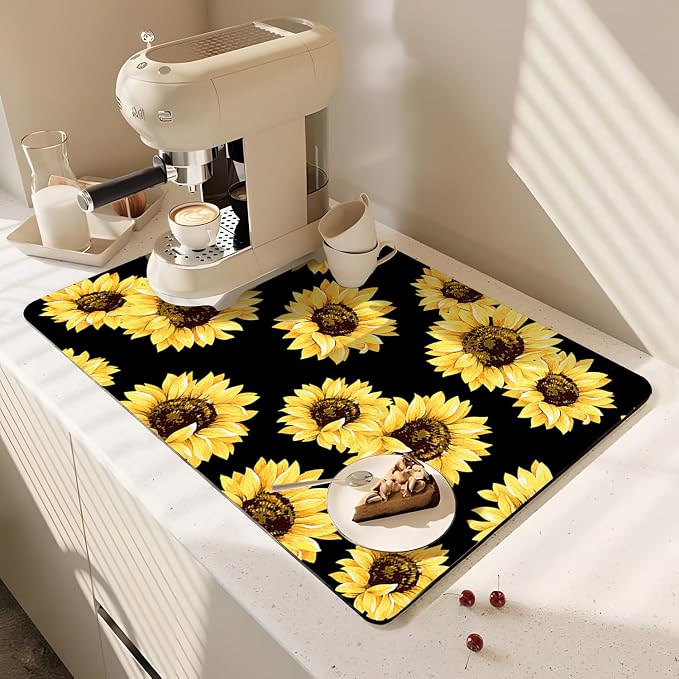 Coffee Bar Mat Rubber Dish Drying Mat by PtRug