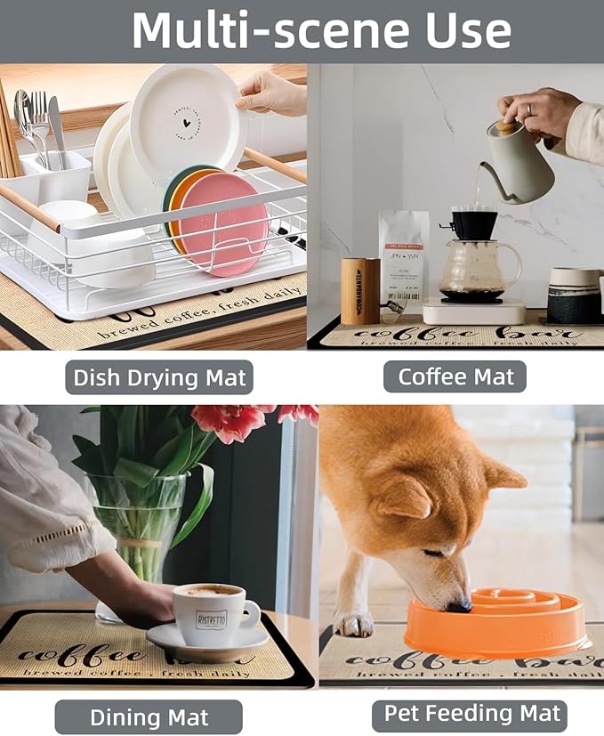 Coffee Mat 12"x19" Coffee Bar Mat Rubber Backed Bar Accessories Super Absorbent - Image 6
