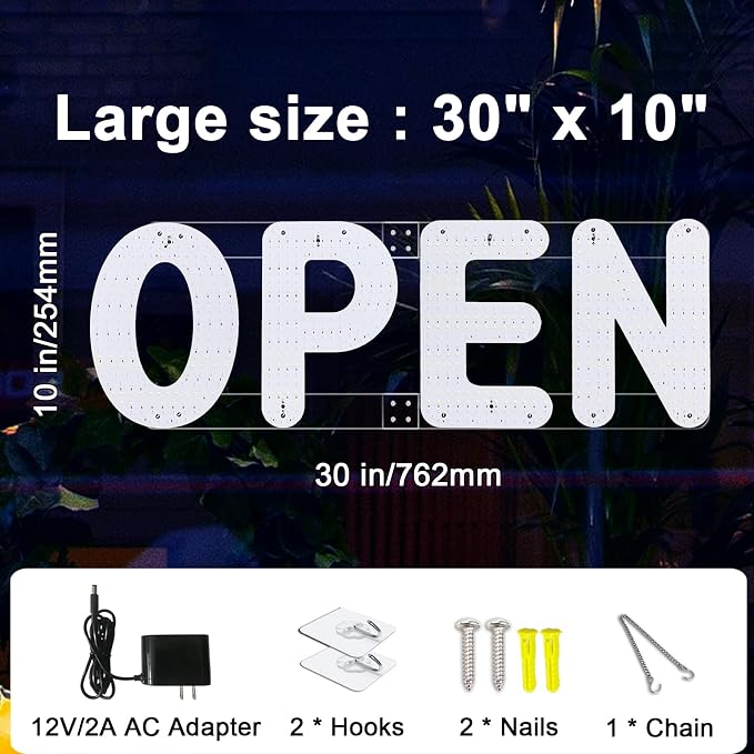 30"x10" Open Sign, LED Open Sign - Image 6