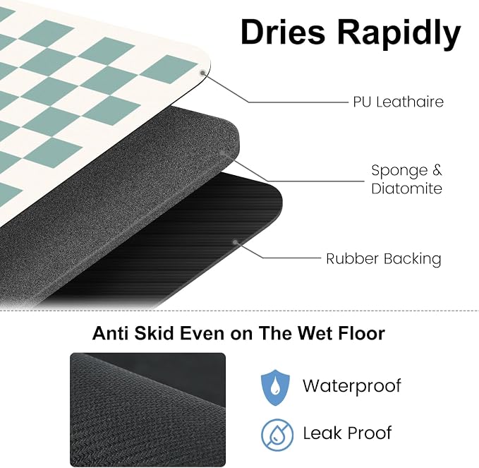 Clinuse Coffee Mats, Quick Dry Mat, Diatomite Absorbent Aesthetic Large Drying - Image 3