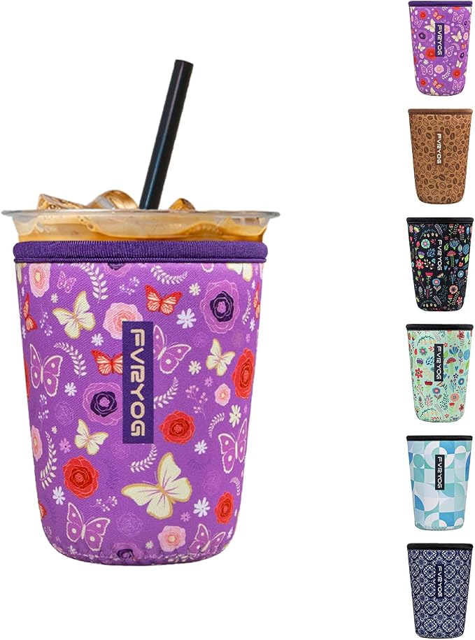 Reusable Insulated Neoprene Iced Coffee Sleeves by Fvryog