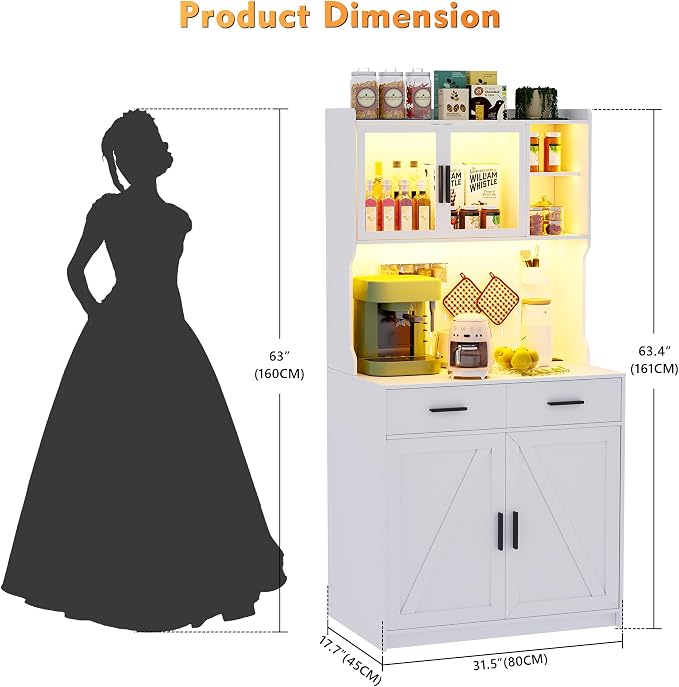 Gurexl 64" Farmhouse Kitchen Pantry - Image 2