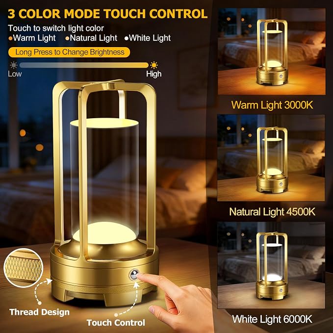 OCATO Portable Cordless Table Lamp: Rechargeable Desk Lamp - Image 2