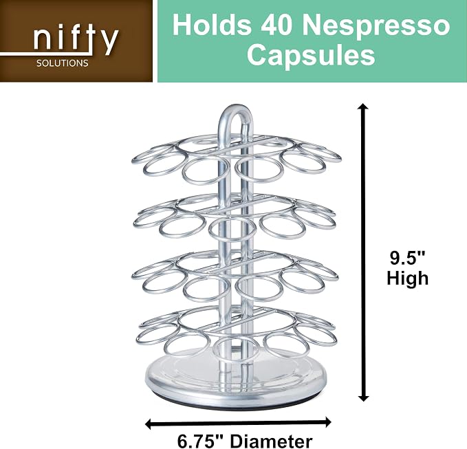 Nifty Nespresso Original Line Capsule Carousel – 40 Coffee Pod Storage Holder - Image 4