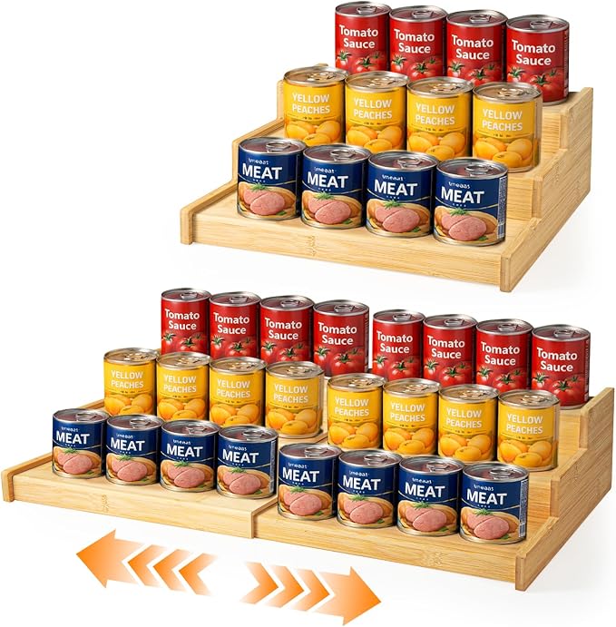 3-Tier Expandable Bamboo Mug Holder Shelf Rack - Image 8