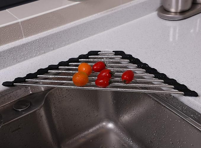 Triangle Dish Drying Rack for Sink Corner Roll Up Dish Drying Rack Folding - Image 4