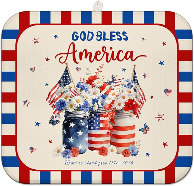 4th of July Dish Drying Mat for Kitchen Counter, Independence Day Stars by Unknown