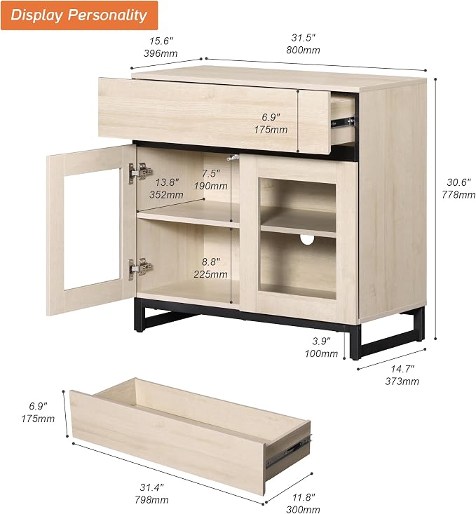 WAMPAT Sideboard Buffet Cabinets, Modern Credenza Sideboard - Image 2