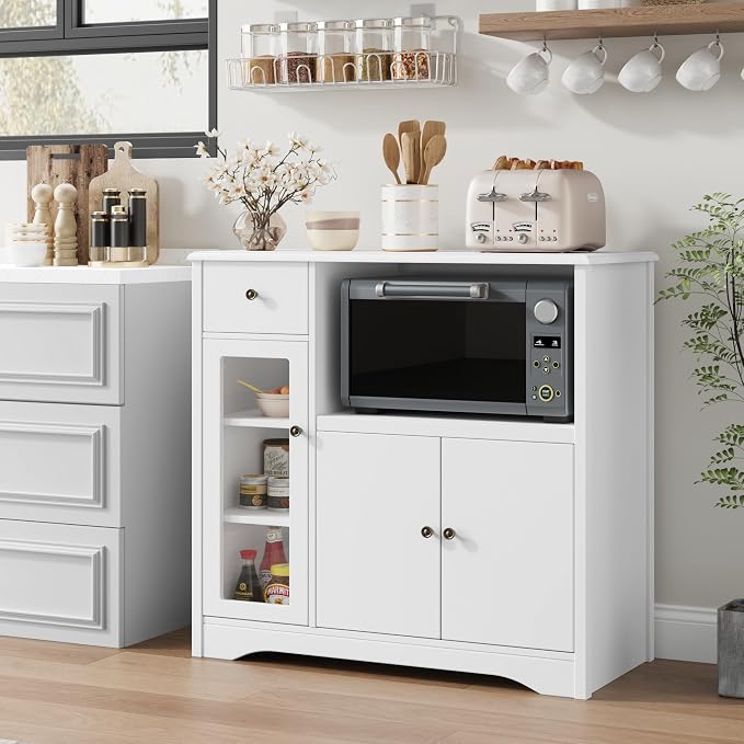 HORSTORS Microwave Cabinet, Kitchen Storage Cabinet - Image 2