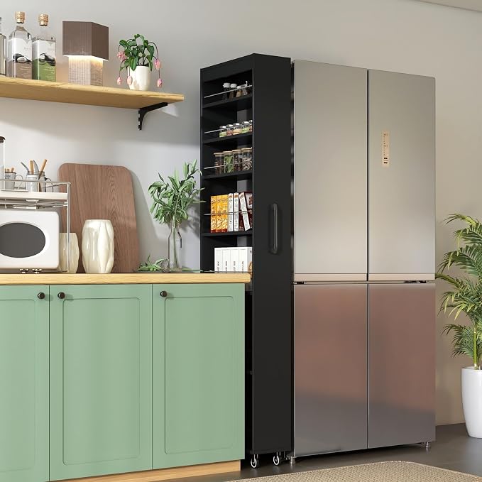 KEIKI 7 Tier Pull-Out Kitchen Pantry Storage Cabinet, Spice Rack Next to Fridge - Image 2