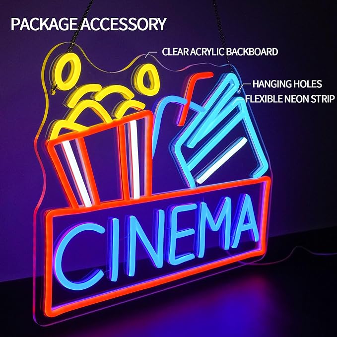 Cinema Neon Sign Dimmable Movie Neon Light Sign - Image 3