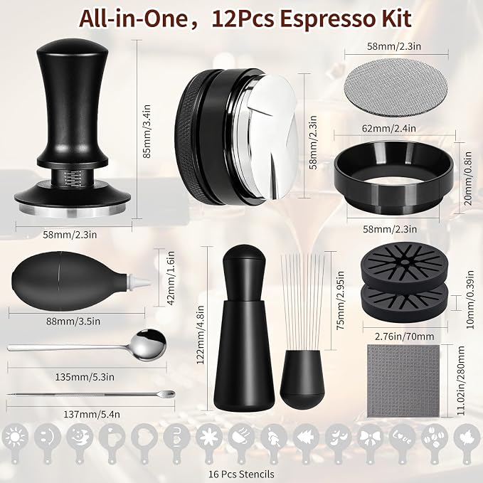 12PCS Espresso Accessories Kit: 58mm Espresso Tamper, Coffee Distributor - Image 9