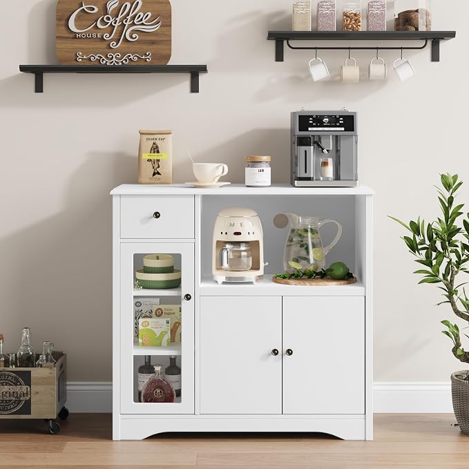HORSTORS Microwave Cabinet, Kitchen Storage Cabinet - Image 4