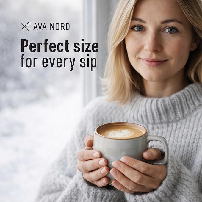 Ava Nord Ceramic Coffee Mugs Set of 4 | 12 oz Stoneware Coffee Cups | Lead-Free - Image 4