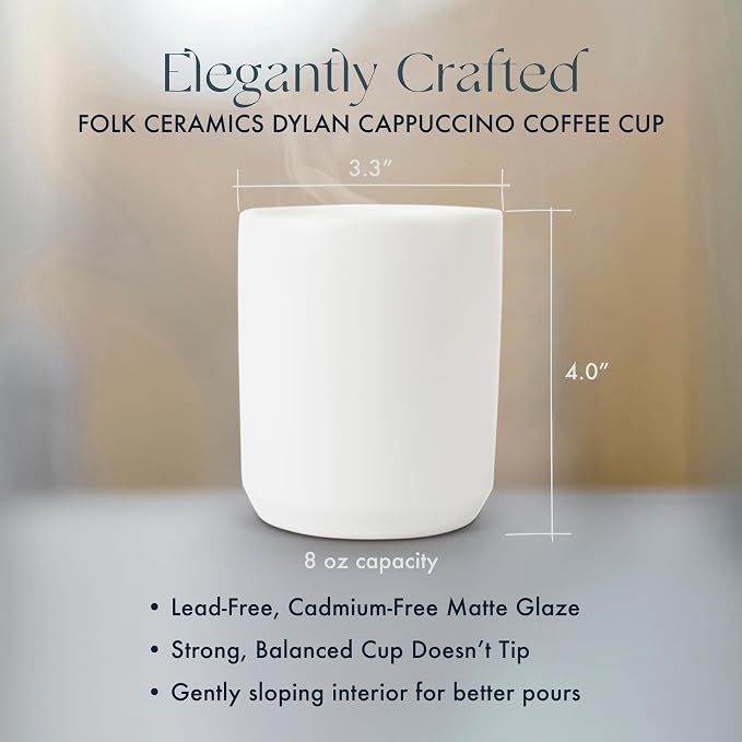 Folk Ceramics Dylan Ceramic Cappuccino Cups Set | Double Walled Ceramic Coffee - Image 5
