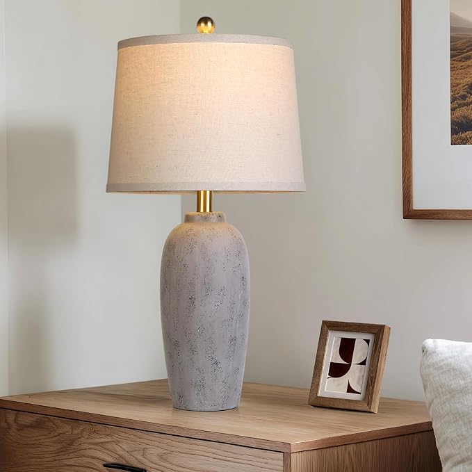 25“ Jar Table Lamps Set of 2, Ceramic Bedside Lamps - Image 4