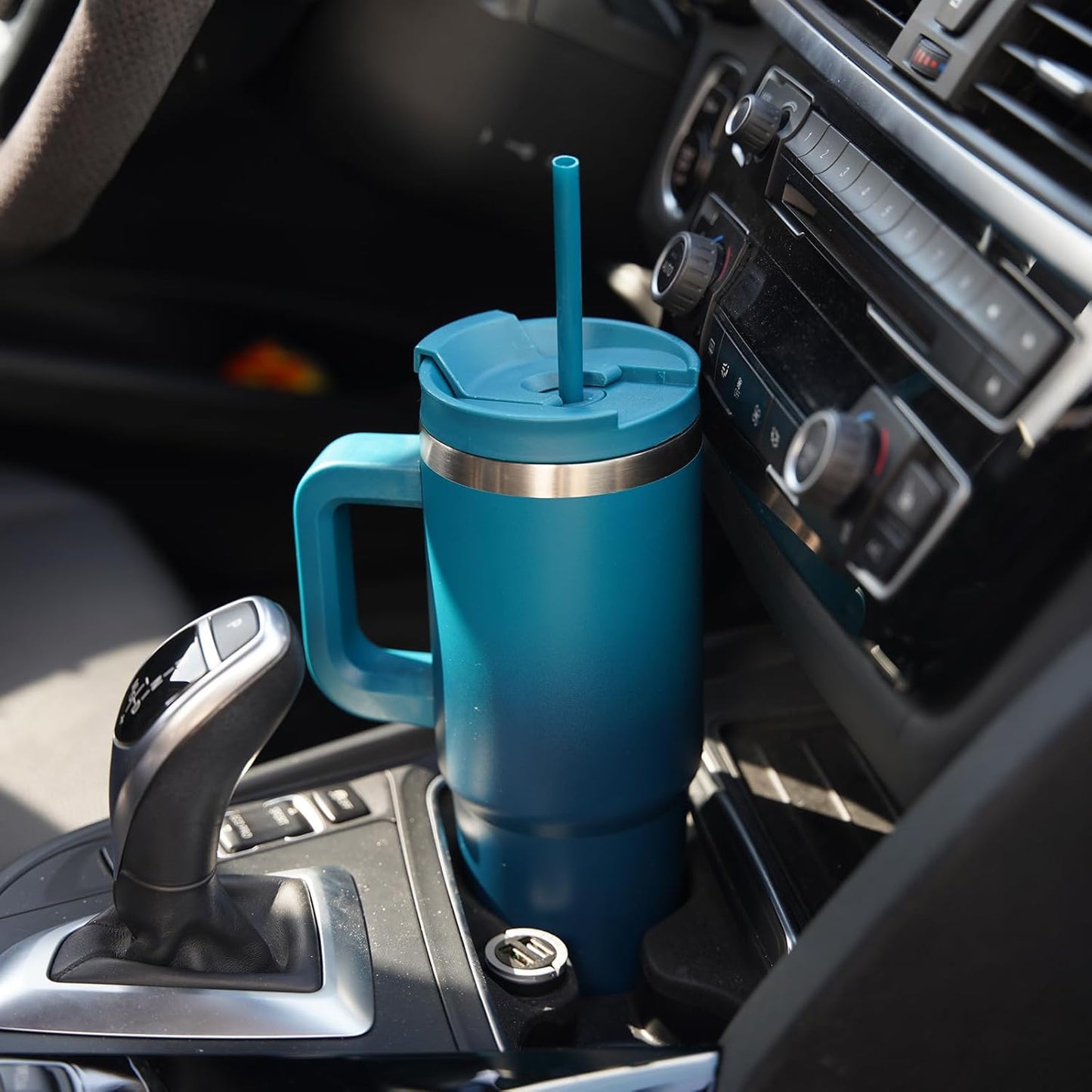 30 oz Tumbler with Handle and 2 Straws,2 in 1 Lid Insulated Water Bottle Stainless Steel Travel Coffee Mug,Mint