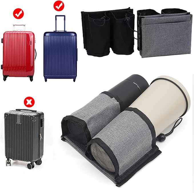 Luggage Cup Holder, Travel Gear, Drink Carrier Hold Two Coffee Mugs, Fits Roll - Image 6