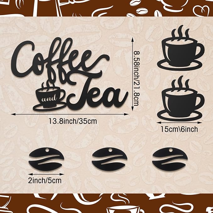 Ferraycle Rustic Metal Coffee Bar Signs Hanging Wall Decor - Image 3