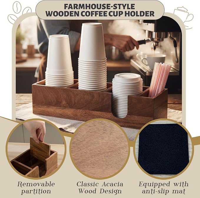 Novabright Acacia Wood Coffee Cup Holder - Image 3