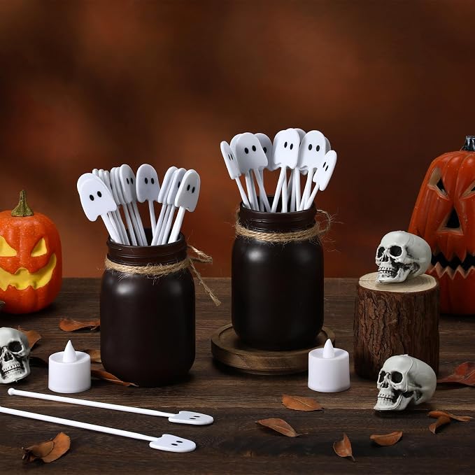 SiliFine 30 Pcs Halloween Swizzle Sticks Plastic Coffee and Cocktail Stirrers - Image 3