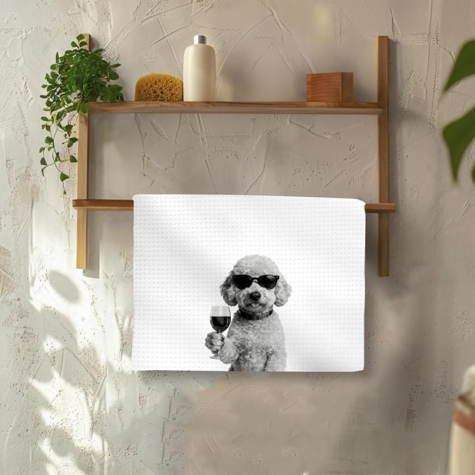 Poodle Gifts Coffee Wine Kitchen Towels Set of 2, Gifts - Image 4