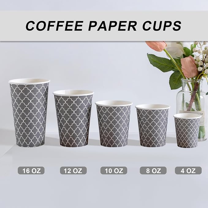 Lamosi Paper Cups 8 oz 500 Pack, Disposable Paper Coffee Cups, Hot Cup - Image 3