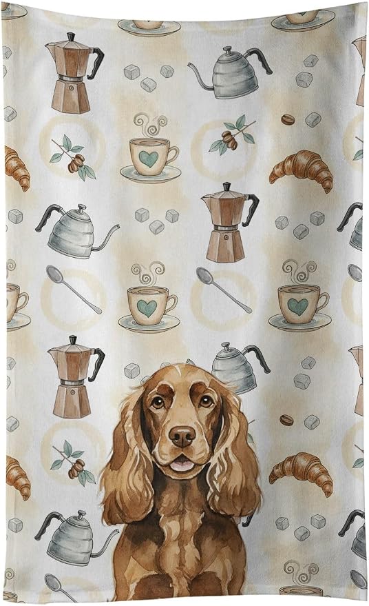 Caroline's Treasures Liver English Cocker Spaniel Coffee Bar Kitchen Towel by CarolinesTreasures