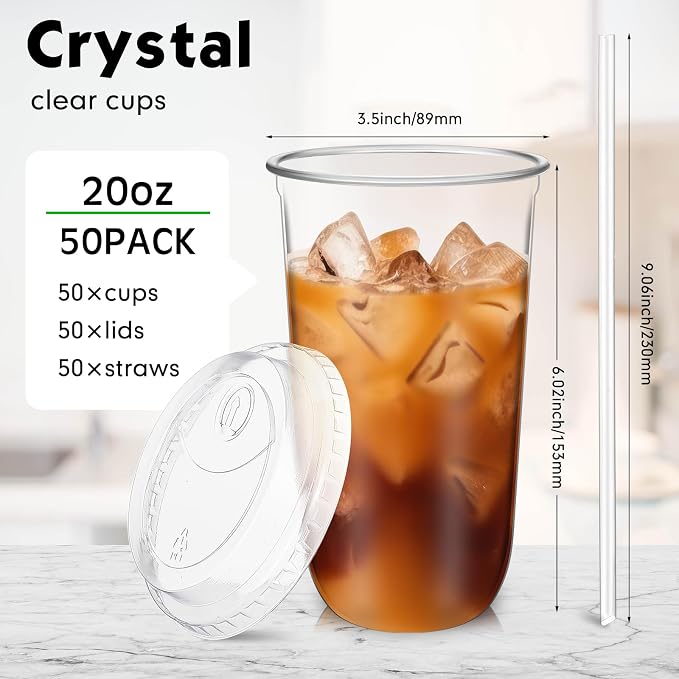 Ziliny 50 Sets Crystal Plastic Cups - Image 3