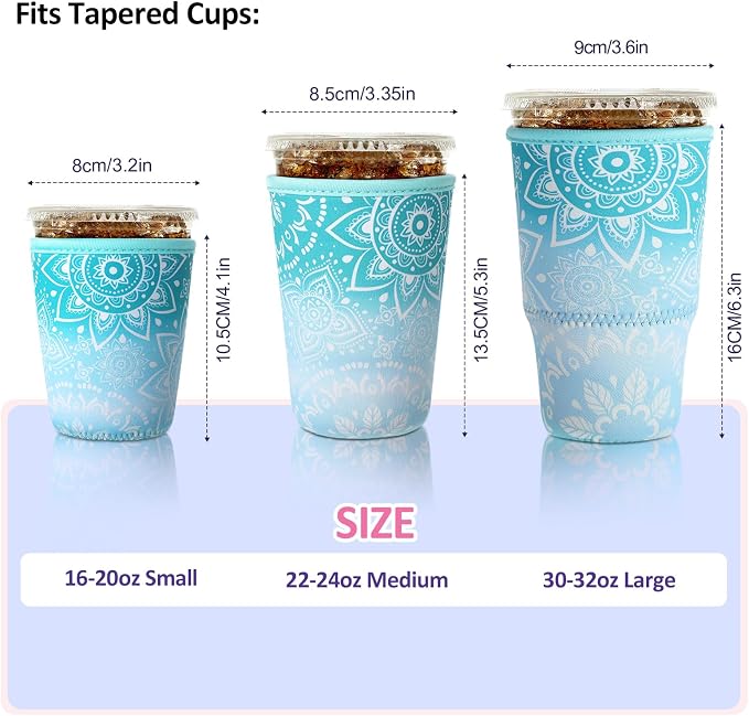 Patelai 4 Pieces Reusable Iced Coffee Sleeve Cup Insulator - Image 4