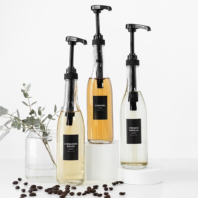 Black Coffee Bar Essentials Labels, 72 Preprinted Coffee Syrup Station - Image 3