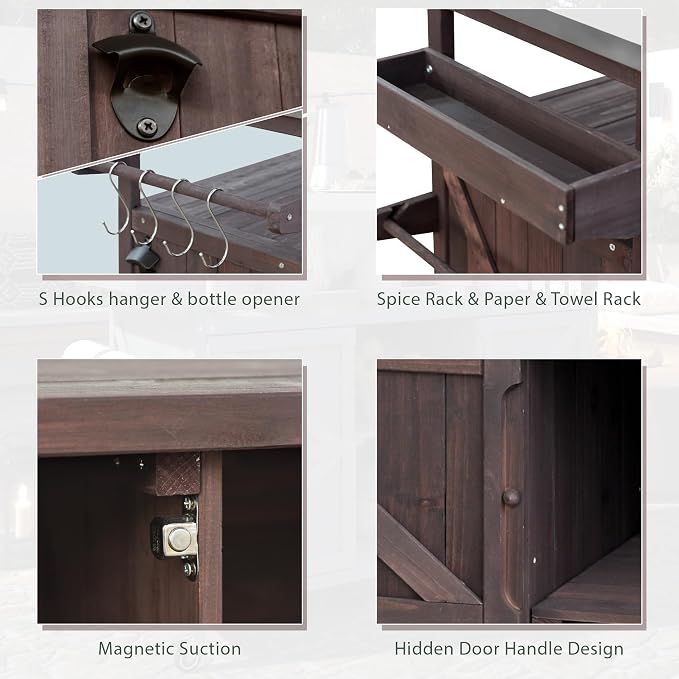 Merax Wood Outdoor Kitchen Island, Stainless Steel Kitchen Island - Image 5