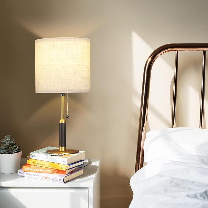 18.9" Set 2 Mid Century Bedside Table Lamp - Image 7