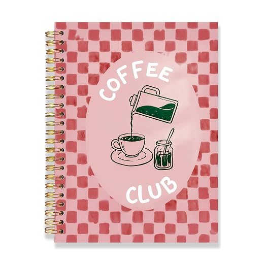 FOPENEM Pink Checkered Coffee Notebook 8.3x5.5 Inch, Coffee Lover Gifts Journal by Unknown