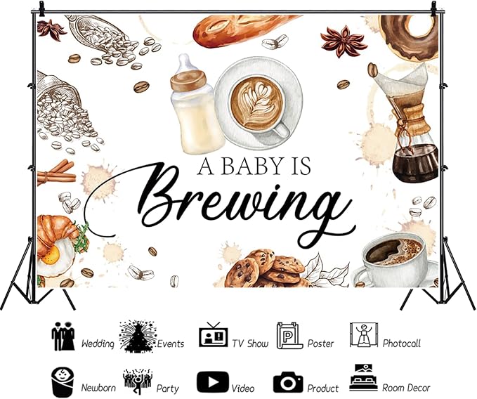 5x3ft Baby Shower Backdrop, Coffee Baby Shower Party Photography Background - Image 2