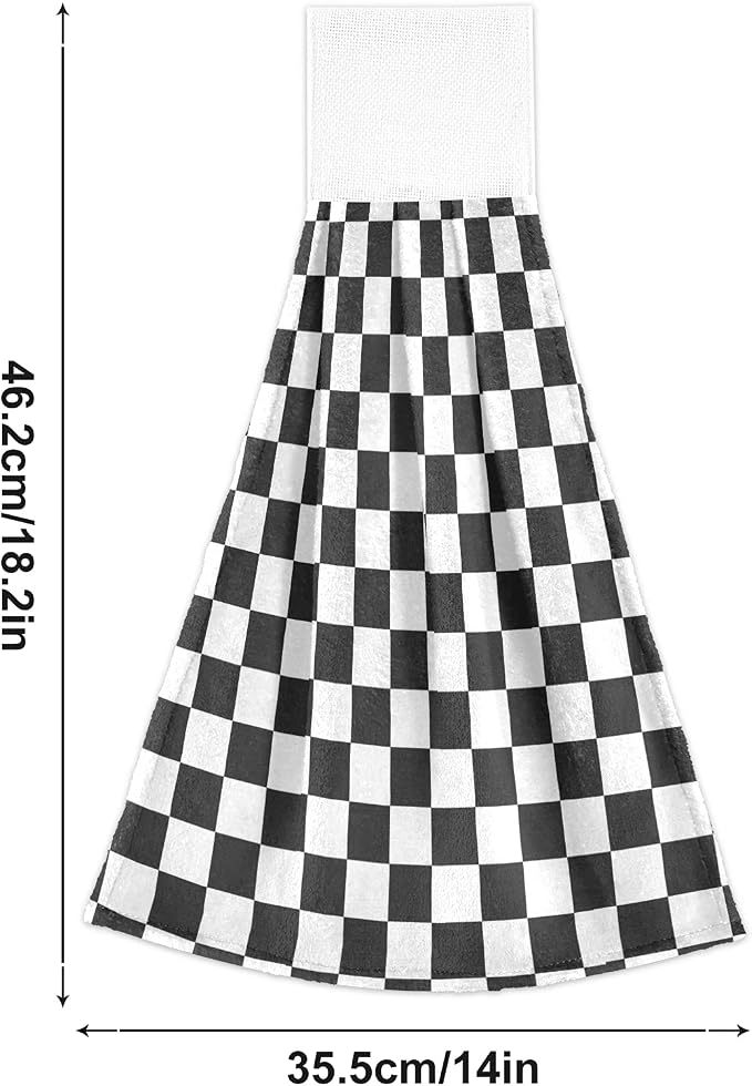 Dussdil Black White Checkered Kitchen Hanging Towel 14 x 18.2 Inch Plaid - Image 5