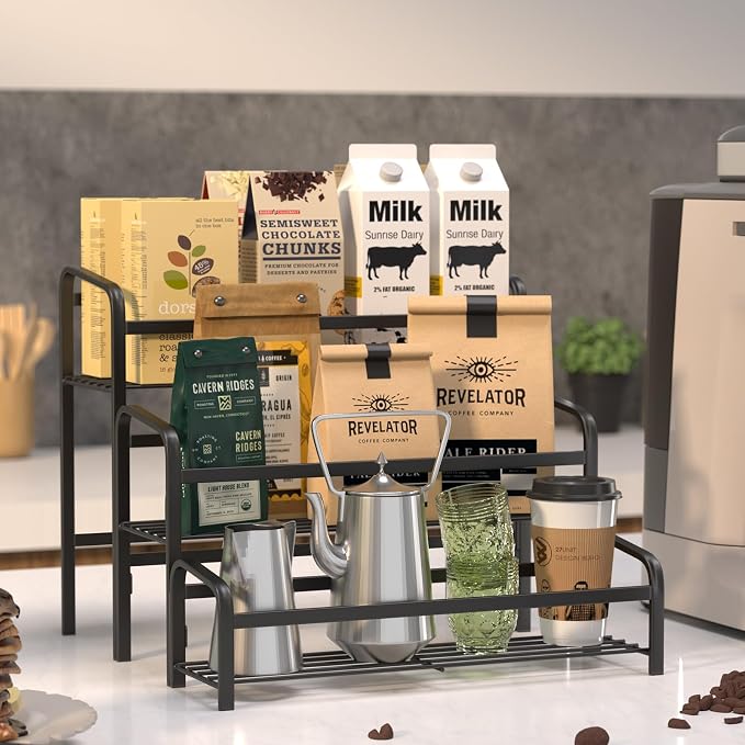 DTUQYX Coffee Syrup Organizer 3-Tier, 12 Bottles Capacity Coffee Syrup Rack - Image 5