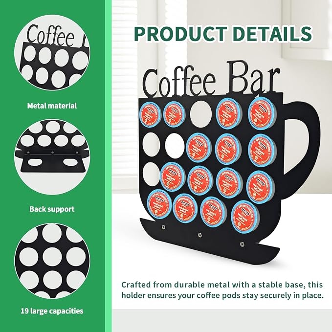 KingLive K Cups Holder Coffee Pod Holder Display, Coffee Bar Design Metal Stand - Image 3