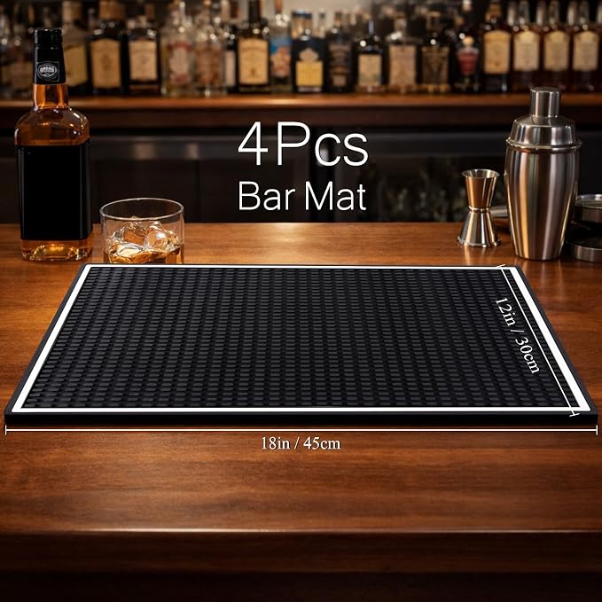 Tioncy 4 Pcs Bar Mat for Countertop 18 x 12 Inch Black - Image 2