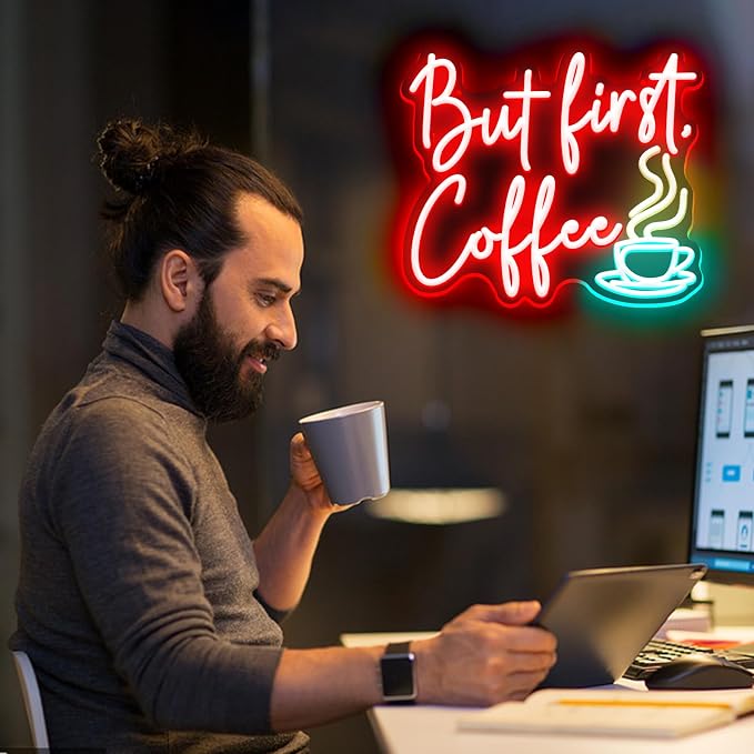 But First Coffee Neon Sign Led Neon Light Signs 5V Home Coffee Station Kitchen - Image 2
