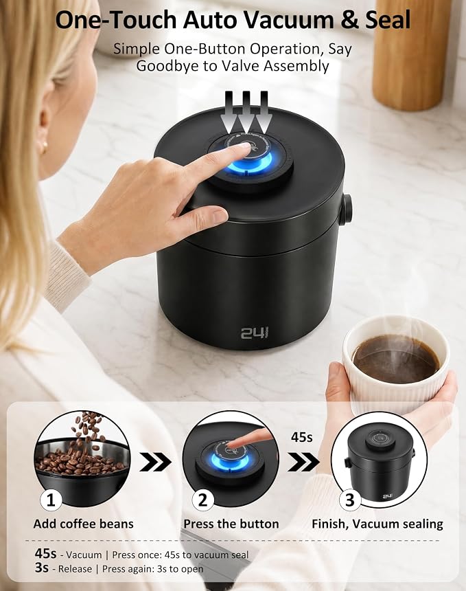 ROTTOGOON Auto Vacuum Coffee Canister, Rechargeable Airtight Coffee Container - Image 2