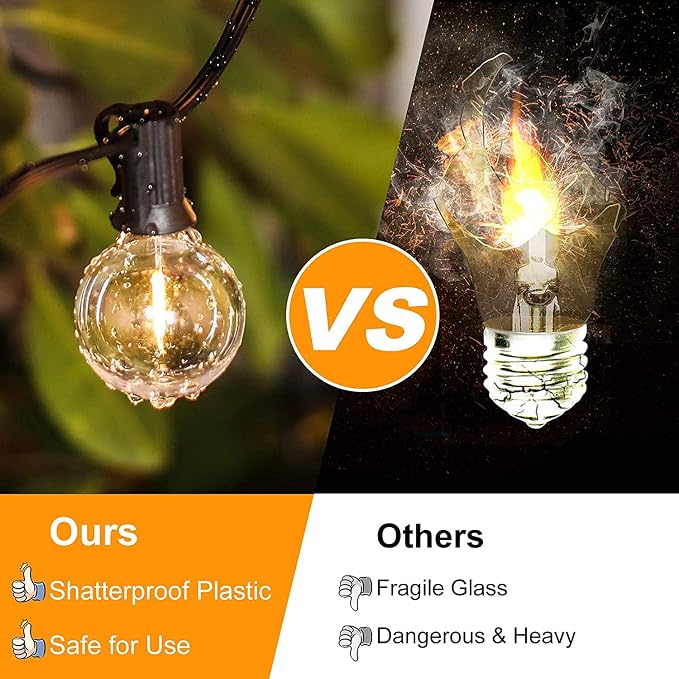 200ft Outdoor G40 LED Globe String Lights Dimmable Waterproof Shatterproof - Image 3