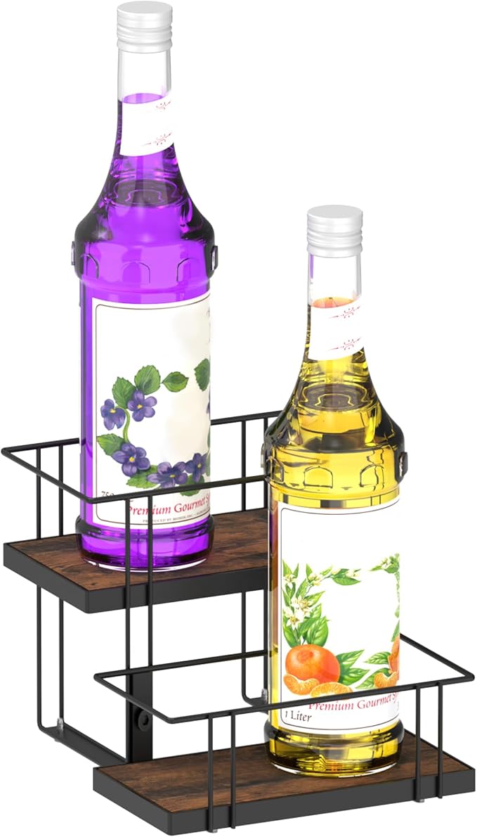 Alyoen Coffee Syrup Rack Organizer, 4 Bottles Syrup Holder Stand by Alyoen